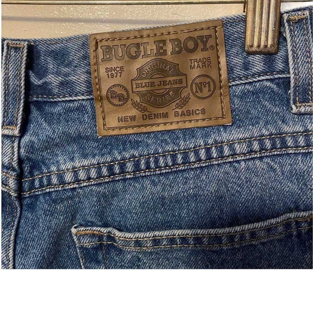 Vintage Bugle Boy Size 8 Women's Blue Frayed Shorts High Waisted Frayed Cut-off - Picture 5 of 11